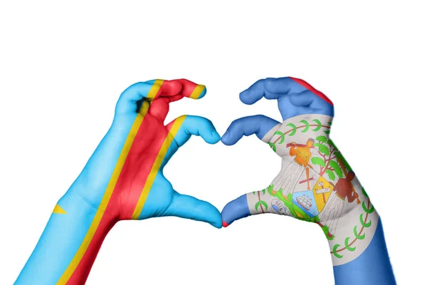 Kongon Demokraattinen Tasavalta Belize Heart Käsi Ele Tehdä Sydän Clipping — kuvapankkivalokuva
