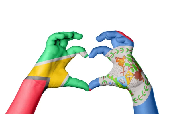 Guyana Belize Herz Handbewegung Die Herz Macht Clipping Path — Stockfoto