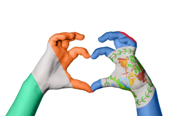 Irsko Belize Heart Hand Gesture Making Heart Clipping Path — Stock fotografie