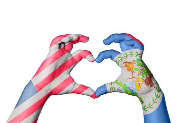 Liberia Belize Heart Hand Gesture Making Heart Clipping Path — Stock Photo, Image