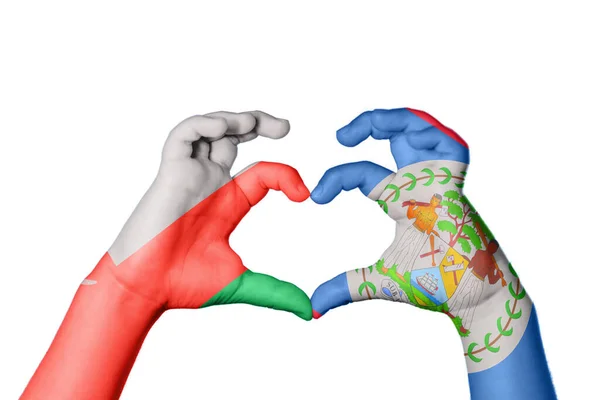Oman Belize Heart Hand Gesture Making Heart Clipping Path — Stock Photo, Image