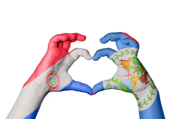 Paraguay Belize Heart Hand Gesture Making Heart Clipping Path — Stock Photo, Image