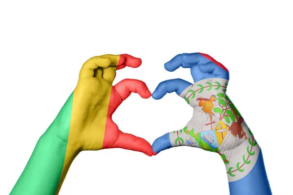 Republic Congo Belize Heart Hand Gesture Making Heart Clipping Path — Stock fotografie