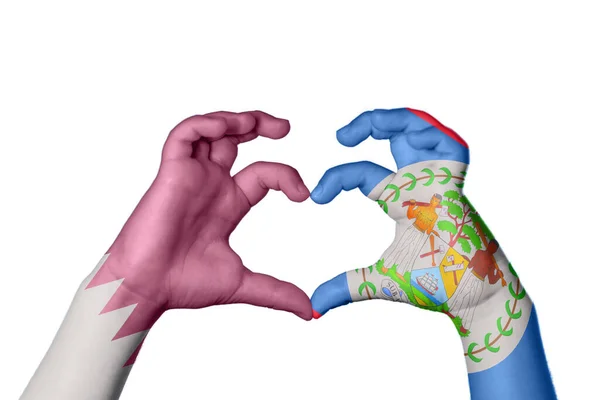 Qatar Belize Herz Handgeste Die Herz Macht Clipping Path — Stockfoto