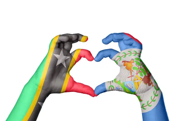 Saint Kitts Nevis Belize Heart Kézmozdulat Készítés Szív Nyírás — Stock Fotó