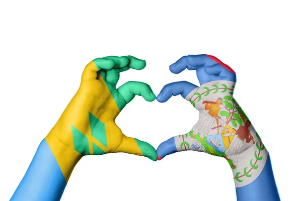 Szent Vincent Grenadine Szigetek Belize Heart Kézmozdulat Készítés Szív Vágás — Stock Fotó