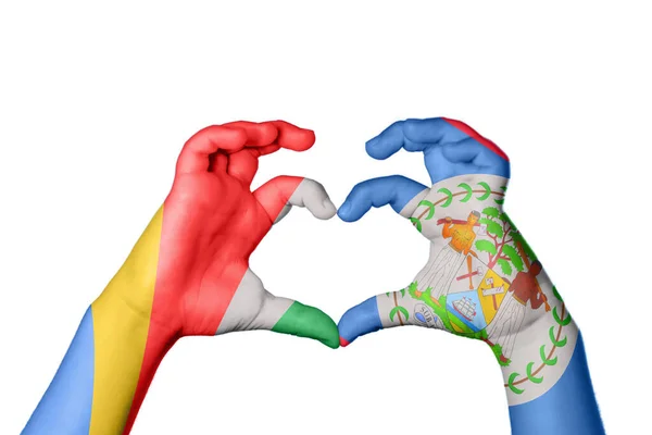 Σεϋχέλλες Μπελίζ Καρδιά Χέρι Χειρονομία Κάνοντας Καρδιά Ψαλίδισμα Μονοπάτι — Φωτογραφία Αρχείου