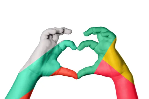 Bulgária Benin Heart Gesto Mão Fazendo Coração Clipping Path — Fotografia de Stock