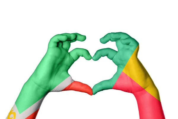 Chechénia Benin Heart Gesto Mão Que Faz Coração Clipping Path — Fotografia de Stock