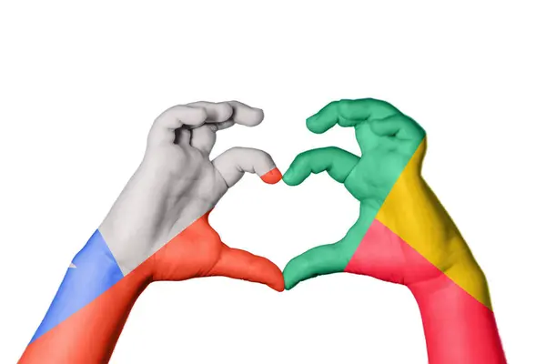 Chile Benin Herz Handbewegung Die Herz Macht Clipping Path — Stockfoto