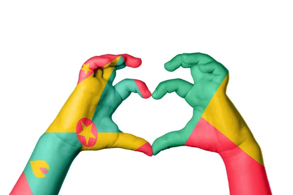 Grenada Benin Heart Hand Gesture Making Heart Clipping Path — Stock Photo, Image