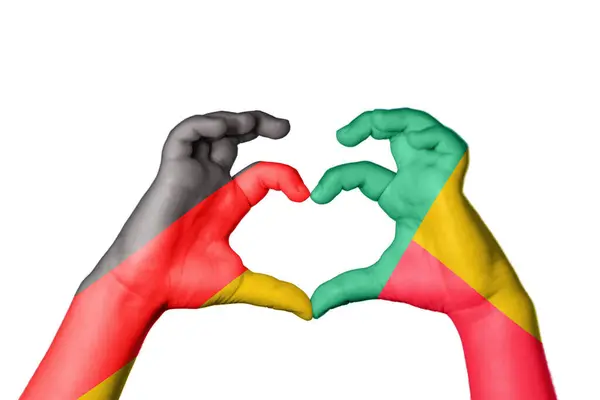 Germany Benin Heart Hand Gesture Making Heart Clipping Path — Stock Photo, Image