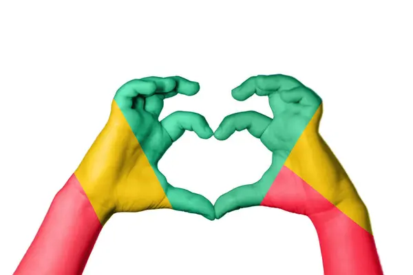 Guinea Benin Heart Hand Gesture Making Heart Clipping Path — Stock Photo, Image