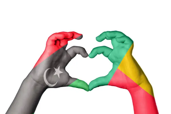 Libië Benin Heart Hand Gebaar Maken Hart Knippen Pad — Stockfoto
