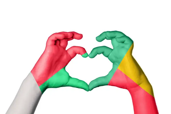 Madagaszkár Benin Szív Kézmozdulatkészítés Szív Vágási Útvonal — Stock Fotó