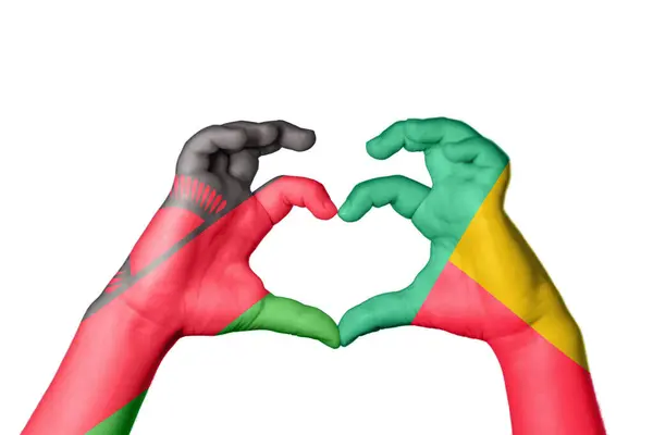 Μαλάουι Μπενίν Καρδιά Χέρι Χειρονομία Κάνοντας Καρδιά Ψαλίδισμα Μονοπάτι — Φωτογραφία Αρχείου