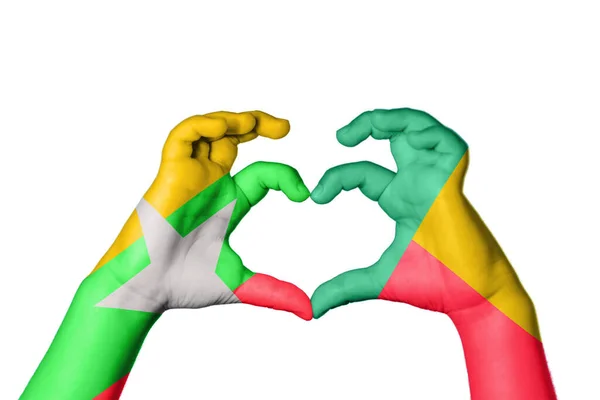 Myanmar Benin Heart Hand Gesture Making Heart Clipping Path — Stock Photo, Image