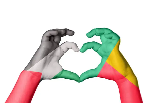 Palestine Benin Heart Hand Gesture Making Heart Clipping Path — Stock Photo, Image