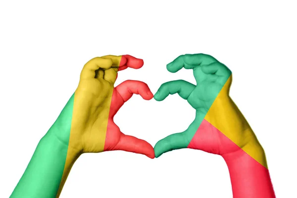 刚果共和国Benin Heart Hand Gesture Making Heart Clipping Path — 图库照片