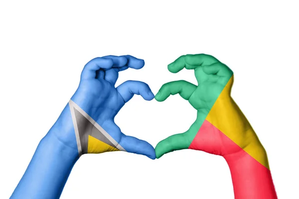 Saint Lucia Benin Herz Handbewegung Die Herz Macht Clipping Path — Stockfoto
