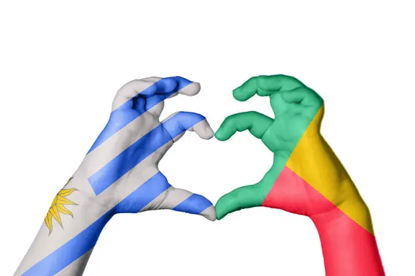 Uruguay Benin Herz Handgeste Die Herz Macht Clipping Path — Stockfoto