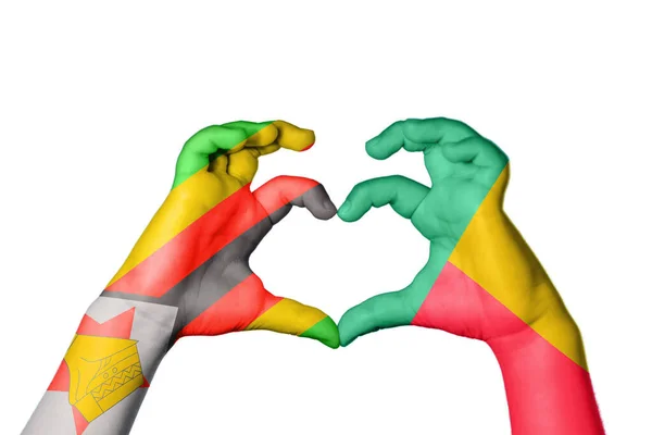 Zimbabwe Benin Heart Hand Gesture Making Heart Clipping Path — Stock Photo, Image