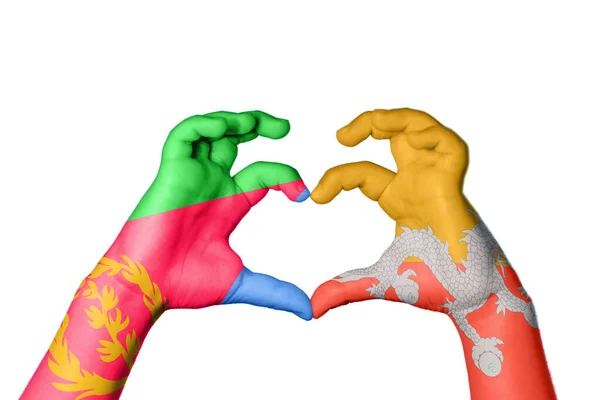 Eritrea Bhutan Heart Hand Gest Att Göra Hjärta Klippning Vägen — Stockfoto
