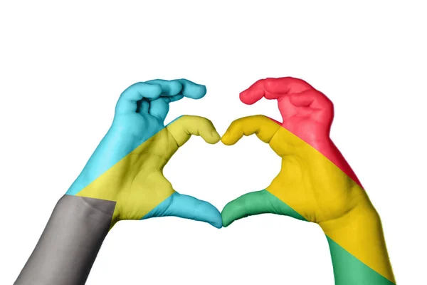 Bahamas Bolivia Heart Hand Gesture Making Heart Clipping Path — Stock Photo, Image
