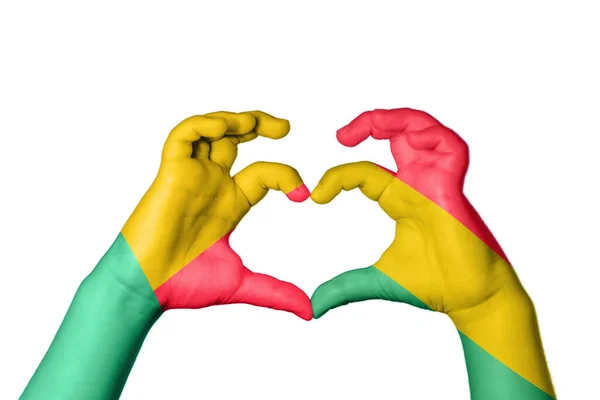 Benin Bolivia Heart Hand Gesture Making Heart Clipping Path — Stock Photo, Image