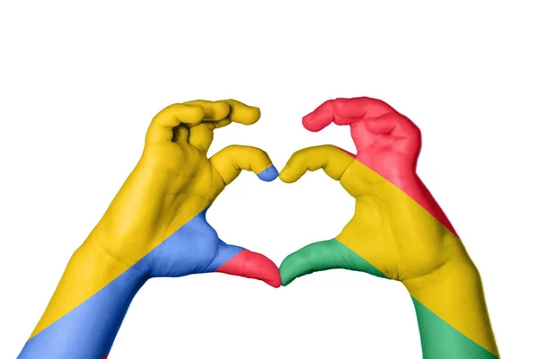 Colombia Bolivia Heart Hand Gesture Making Heart Clipping Path — Stock Photo, Image
