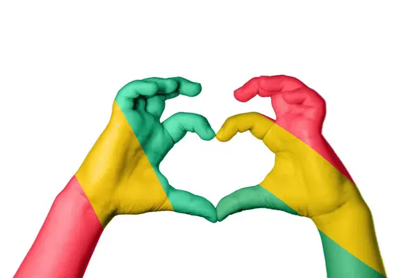 Guinea Bolivia Heart Hand Gesture Making Heart Clipping Path — Stock Photo, Image