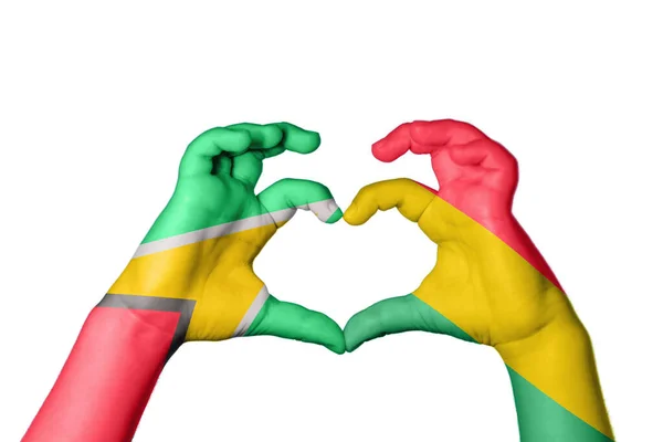 Guyana Bolivia Heart Hand Gesture Making Heart Clipping Path — Stock Photo, Image