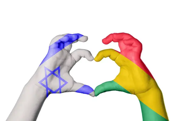 Israel Bolivia Heart Hand Gesture Making Heart Clipping Path — Stock Photo, Image