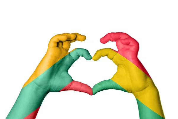 Litva Bolívie Srdce Ruční Gesto Dělat Srdce Ořezávání Cesta — Stock fotografie
