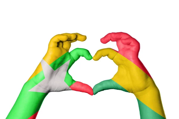 Myanmar Bolivia Heart Hand Gesture Making Heart Clipping Path — Stock Photo, Image