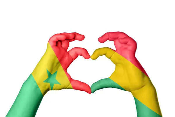 Senegal Bolivia Heart Hand Gesture Making Heart Clipping Path — Stock Photo, Image