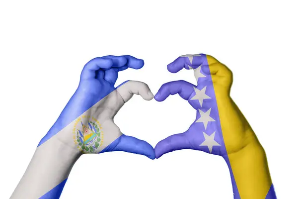 Σαλβαδόρ Βοσνία Και Ερζεγοβίνη Καρδιά Χειρονομία Χέρι Καθιστώντας Την Καρδιά — Φωτογραφία Αρχείου