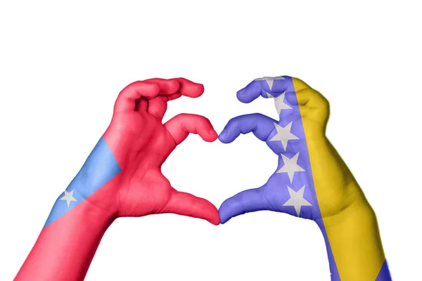 Samoa Bosnia Herzegovina Heart Hand Gesture Making Heart Clipping Path — Stock Photo, Image