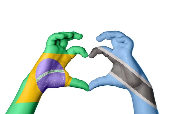 Бразилия Ботсвана Сердце Жест Руки Делает Сердце Обрезание Пути — стоковое фото