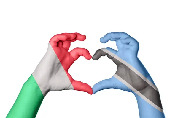Itálie Botswana Heart Ruční Gesto Tvorby Srdce Ořezávání Stezka — Stock fotografie
