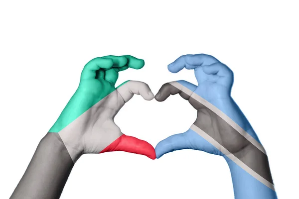 Kuwait Botswana Herz Handbewegung Die Herz Macht Clipping Path — Stockfoto