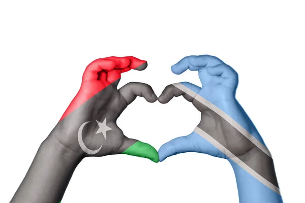 Libya Botswana Heart Hand Gesture Making Heart Clipping Path — Stock Photo, Image