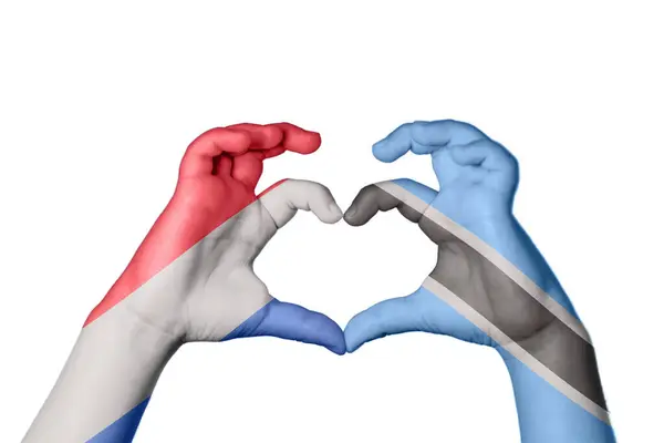 Netherlands Botswana Heart Hand Gesture Making Heart Clipping Path — Stock Photo, Image