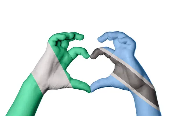 Nigeria Botswana Heart Hand Gest Att Göra Hjärta Klippning Vägen — Stockfoto