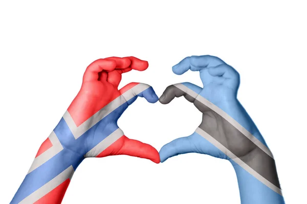 Norsko Botswana Heart Ruční Gesto Tvorby Srdce Ořezávání Stezka — Stock fotografie