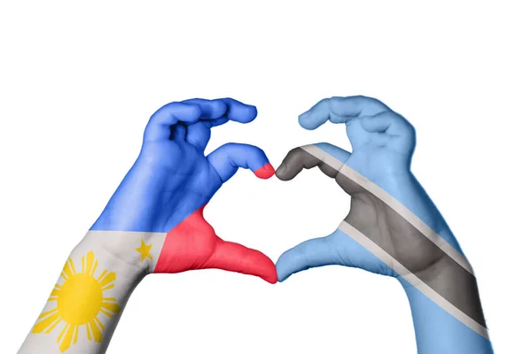 Φιλιππίνες Μποτσουάνα Καρδιά Χέρι Χειρονομία Κάνοντας Καρδιά Κλίπινγκ Path — Φωτογραφία Αρχείου