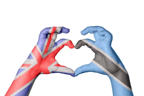 Reino Unido Botswana Coração Gesto Mão Fazendo Coração Clipping Path — Fotografia de Stock