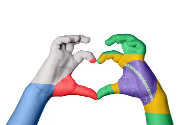 Чехия Бразилия Сердце Жест Сердца Отрезание Пути — стоковое фото