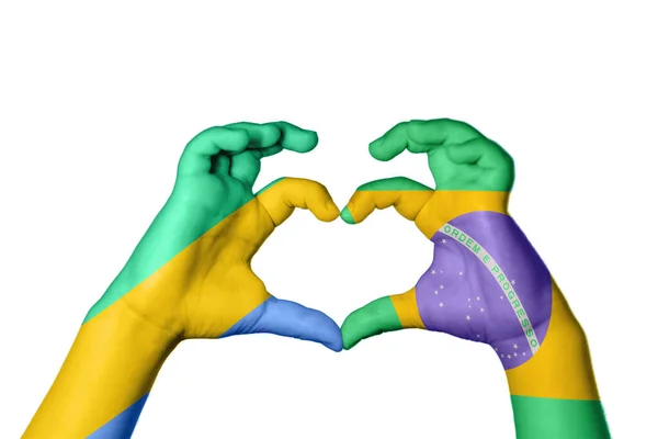 Gabon Brazílie Srdce Ruční Gesto Dělat Srdce Ořezávání Cesta — Stock fotografie