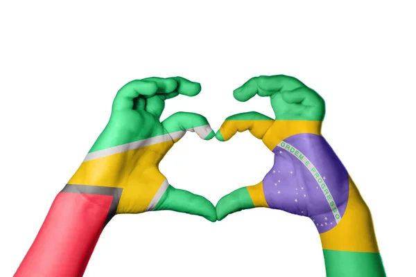 Gujana Brazylia Serce Gest Ręka Robi Serce Ścieżka Clipping — Zdjęcie stockowe